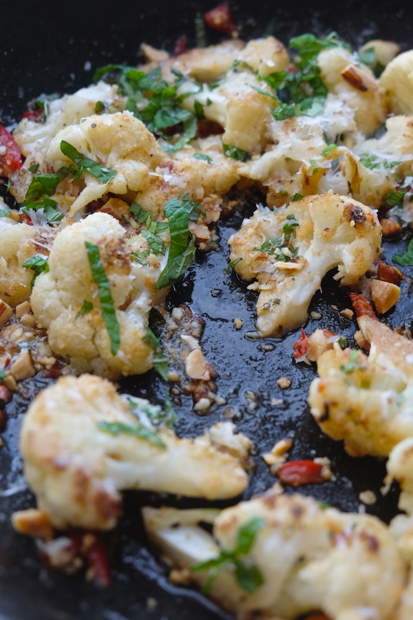 Skillet Roasted Cauliflower with Breadcrumbs. You can make a whole meal out of it! Recipe on Shutterbean.com