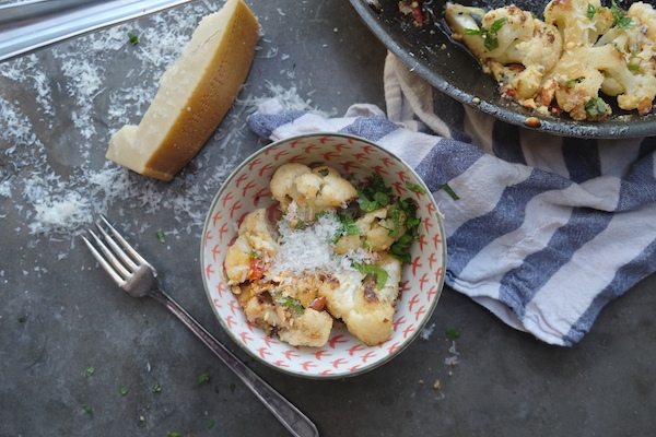 Skillet Roasted Cauliflower with Breadcrumbs. You can make a whole meal out of it! Recipe on Shutterbean.com