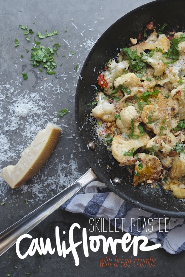 Skillet Roasted Cauliflower with Breadcrumbs. You can make a whole meal out of it! Recipe on Shutterbean.com