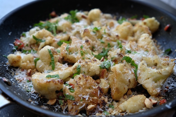 Skillet Roasted Cauliflower with Breadcrumbs. You can make a whole meal out of it! Recipe on Shutterbean.com