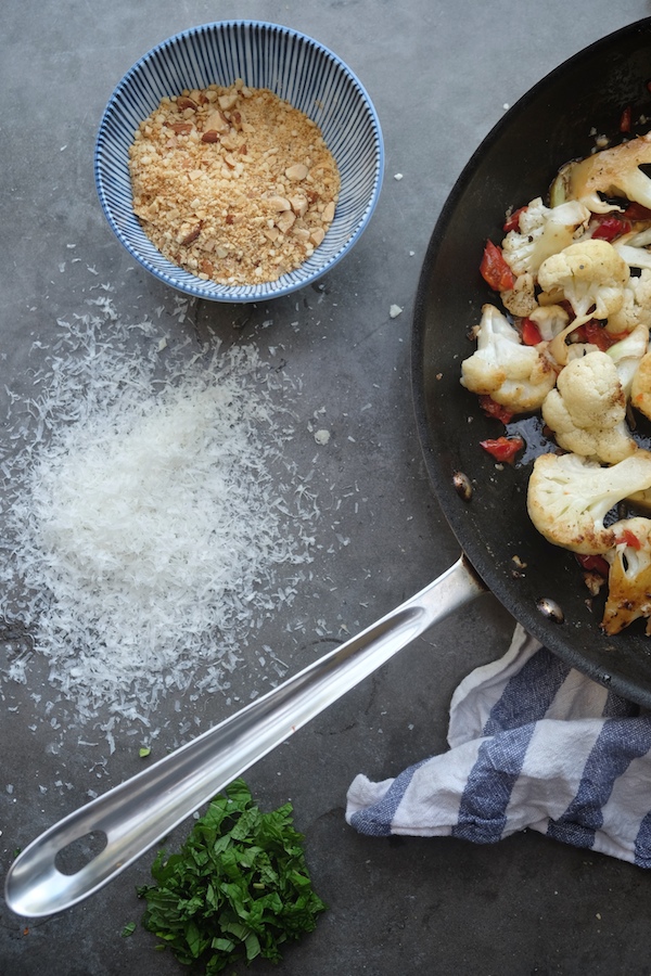 Skillet Roasted Cauliflower with Breadcrumbs. You can make a whole meal out of it! Recipe on Shutterbean.com