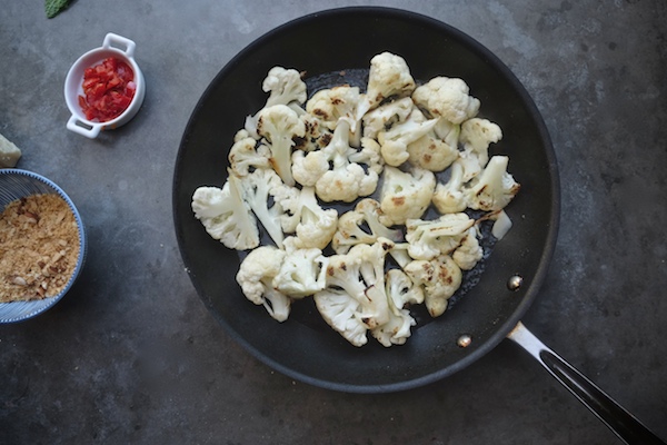 Skillet Roasted Cauliflower with Breadcrumbs. You can make a whole meal out of it! Recipe on Shutterbean.com