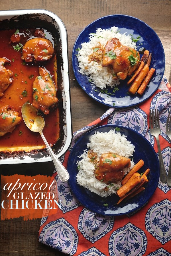 The most delicious & simple Apricot Glazed Chicken Thigh recipe can be found at Shutterbean.com!