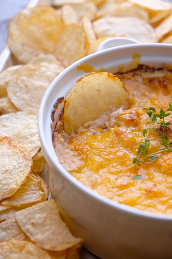 Hot Bacon Artichoke Dip with Kettle Brand Chips- Find the recipe at Shutterbean.com! 