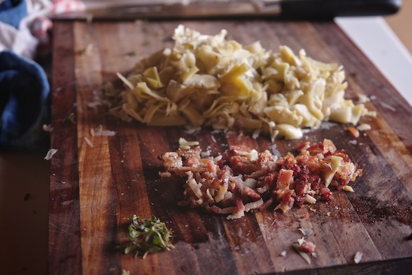 Hot Bacon Artichoke Dip with Kettle Brand Chips- Find the recipe at Shutterbean.com! 