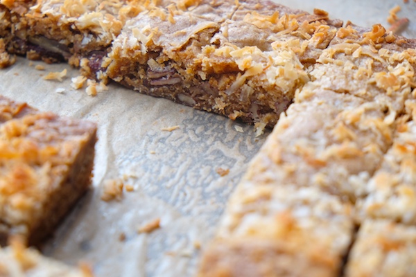 If you're looking to make your life easier this holiday season, make these Coconut Blondies! Recipe on Shutterbean.com