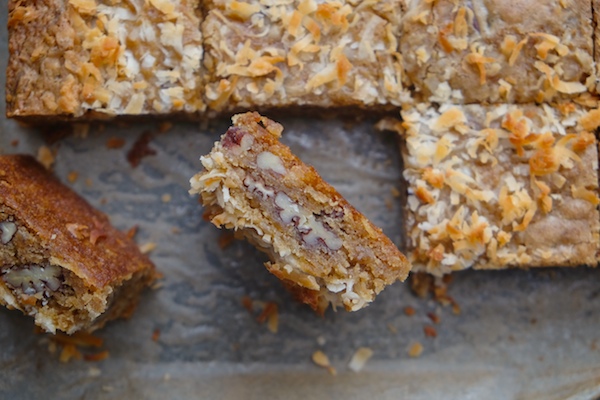 If you're looking to make your life easier this holiday season, make these Coconut Blondies! Recipe on Shutterbean.com