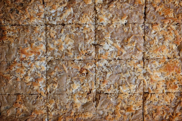 If you're looking to make your life easier this holiday season, make these Coconut Blondies! Recipe on Shutterbean.com