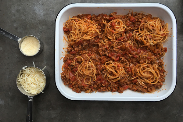 You won't believe how simple this Baked Spaghetti with Meat Sauce recipe is. Check it out on Shutterbean.com! 