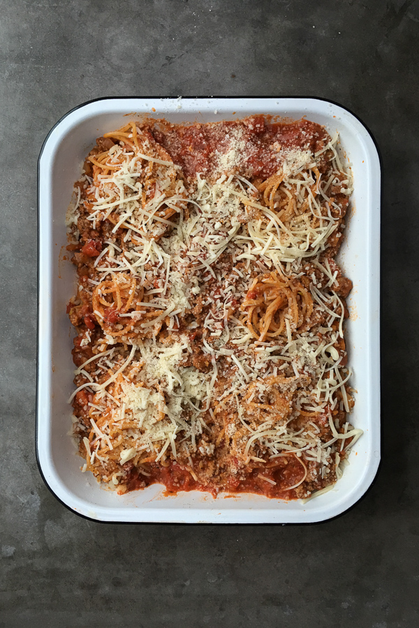 You won't believe how simple this Baked Spaghetti with Meat Sauce recipe is. Check it out on Shutterbean.com! 