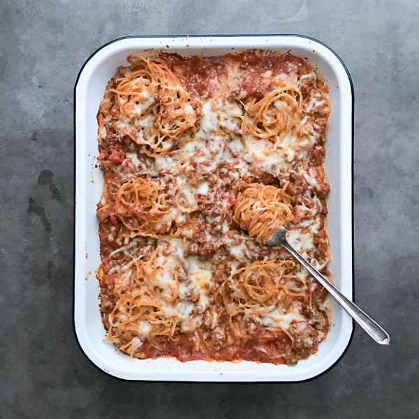 You won't believe how simple this Baked Spaghetti with Meat Sauce recipe is. Check it out on Shutterbean.com! 