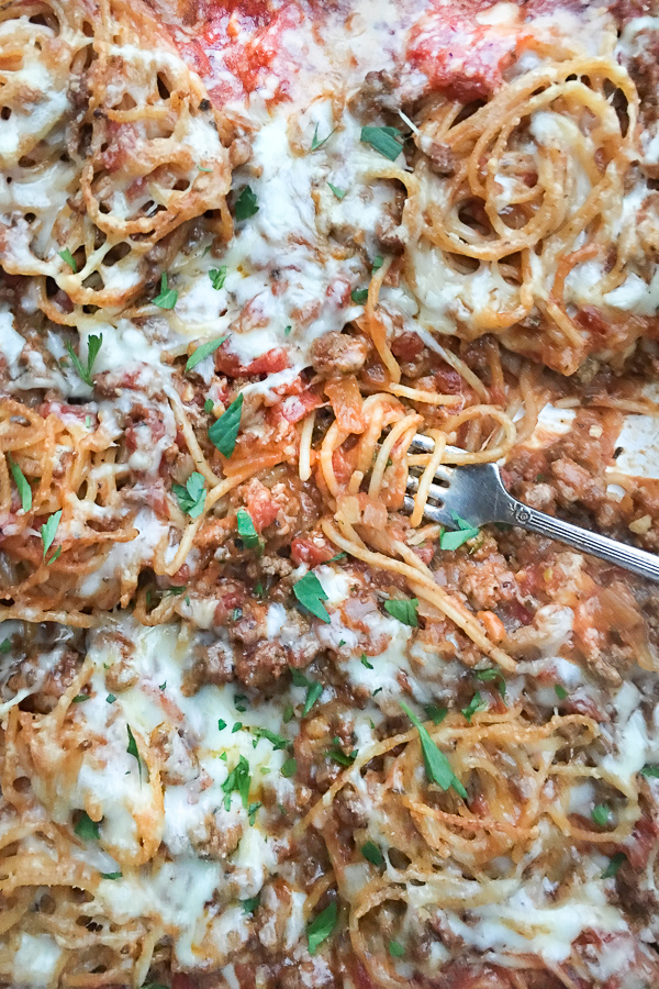 You won't believe how simple this Baked Spaghetti with Meat Sauce recipe is. Check it out on Shutterbean.com! 