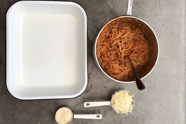 You won't believe how simple this Baked Spaghetti with Meat Sauce recipe is. Check it out on Shutterbean.com! 