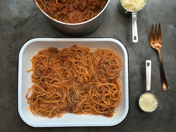 You won't believe how simple this Baked Spaghetti with Meat Sauce recipe is. Check it out on Shutterbean.com! 