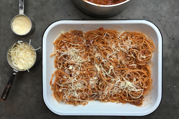 You won't believe how simple this Baked Spaghetti with Meat Sauce recipe is. Check it out on Shutterbean.com! 