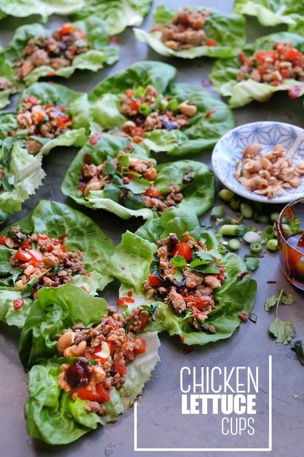 Chicken Lettuce Cups are a healthy low carb dinner option that comes together so easily. Find the recipe at Shutterbean.com!