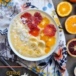 Celebrate citrus season with a Citrus Smoothie Bowl! It's packed with Vitamin C. Find the recipe on Shutterbean.com