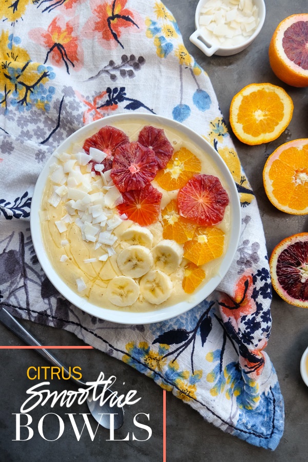 Celebrate citrus season with a Citrus Smoothie Bowl! It's packed with Vitamin C. Find the recipe on Shutterbean.com