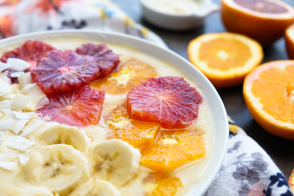Celebrate citrus season with a Citrus Smoothie Bowl! It's packed with Vitamin C. Find the recipe on Shutterbean.com