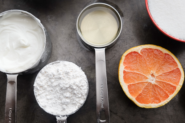 This Grapefruit Yogurt Cake tastes like a citrus crumb doughnut. Find the recipe on Shutterbean.com