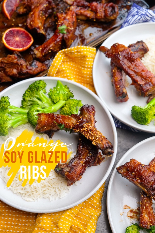 Orange Soy Glazed Ribs can be made easily in the oven. No grill required. Find the recipe on Shutterbean.com!