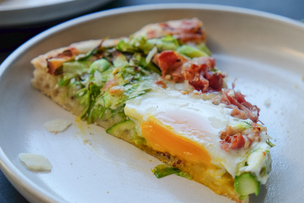 Shaved Prosciutto & Asparagus Pizza with EGG! Find the recipe on Shutterbean.com!