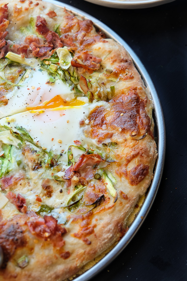 Shaved Prosciutto & Asparagus Pizza with EGG! Find the recipe on Shutterbean.com!