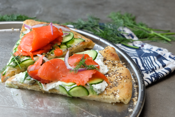 Lox Bagel Pizza- Perfect for weeknight dinners/afternoon brunches and parties! Find the recipe on Shutterbean.com!