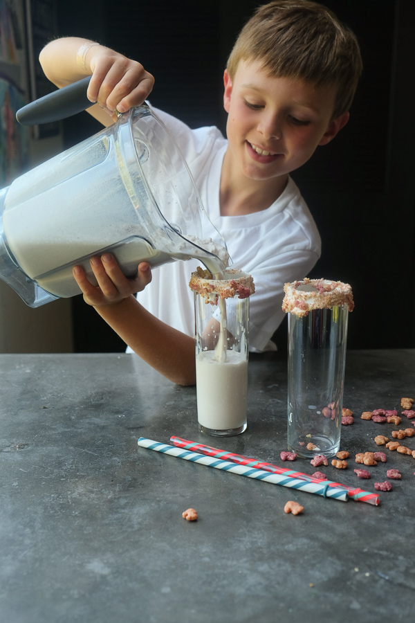 Surprise someone special with Berry Cereal Milkshakes. They're incredible! Find the recipe on Shutterbean.com!