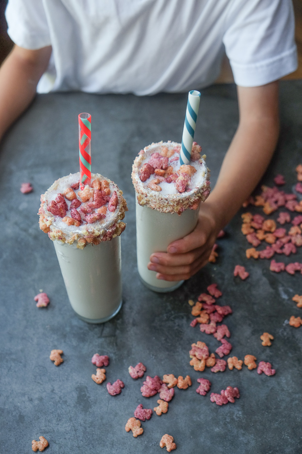 Surprise someone special with Berry Cereal Milkshakes. They're incredible! Find the recipe on Shutterbean.com!