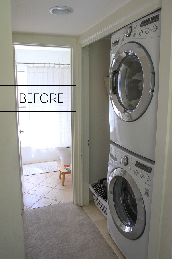 See how Tracy of Shutterbean transforms her Laundry Closet! Check it out on Shutterbean.com
