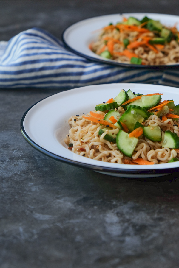 Cold Sesame Noodles are incredible versatile. Pair them with your favorite protein. Find the recipe on Shutterbean.com