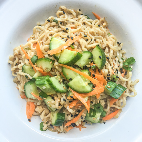 Cold Sesame Noodles are incredible versatile. Pair them with your favorite protein. Find the recipe on Shutterbean.com