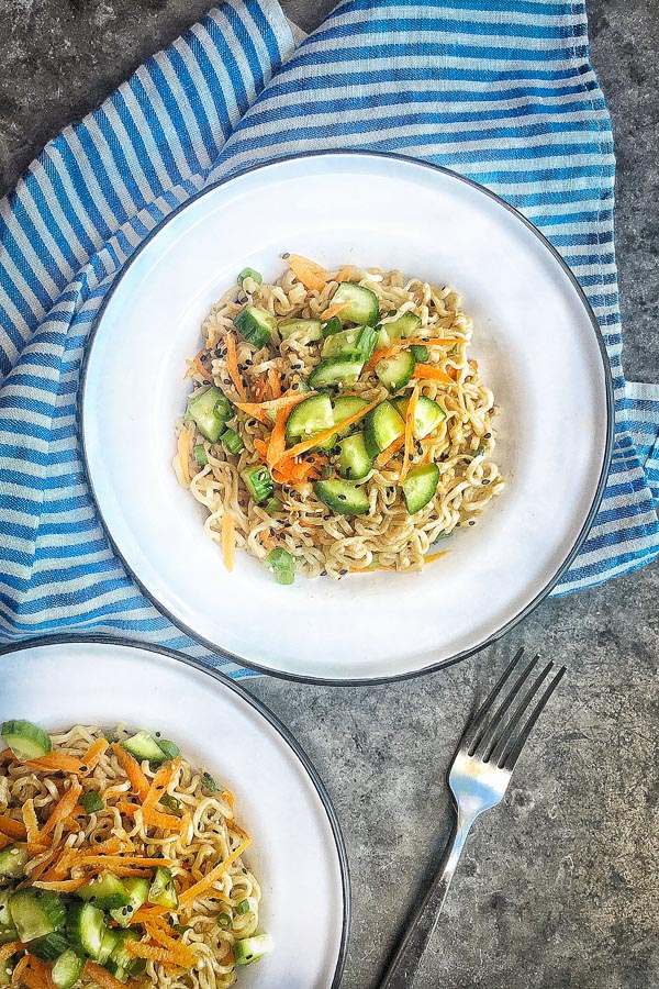 Cold Sesame Noodles are incredible versatile. Pair them with your favorite protein. Find the recipe on Shutterbean.com