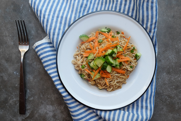 Cold Sesame Noodles are incredible versatile. Pair them with your favorite protein. Find the recipe on Shutterbean.com