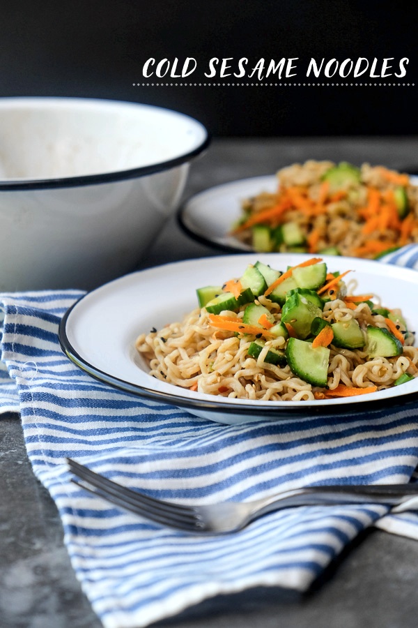 Cold Sesame Noodles are incredible versatile. Pair them with your favorite protein. Find the recipe on Shutterbean.com