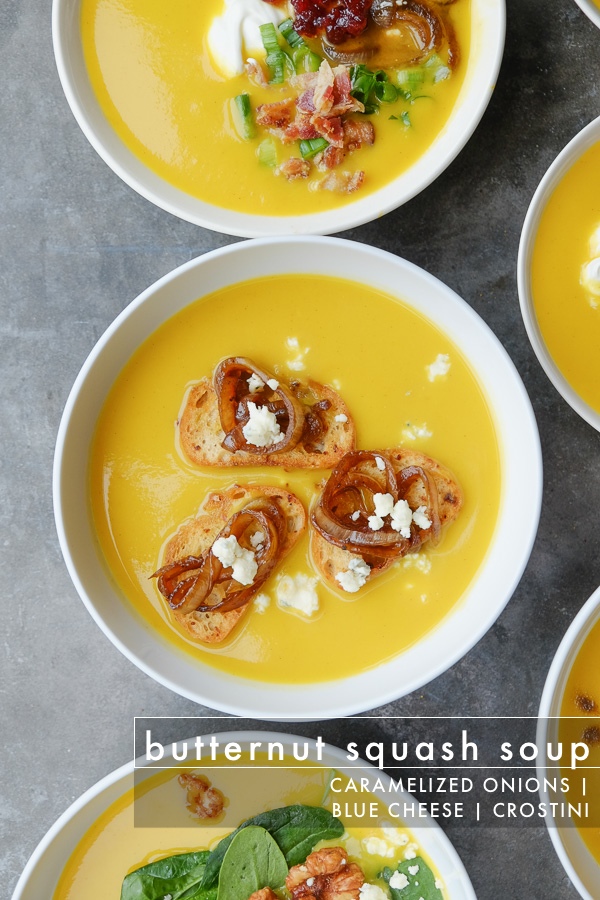 Turn Imagine's Organic Butternut Squash Soup into 8 different soups with toppings! Find all of the soup inspiration on Shutterbean.com!