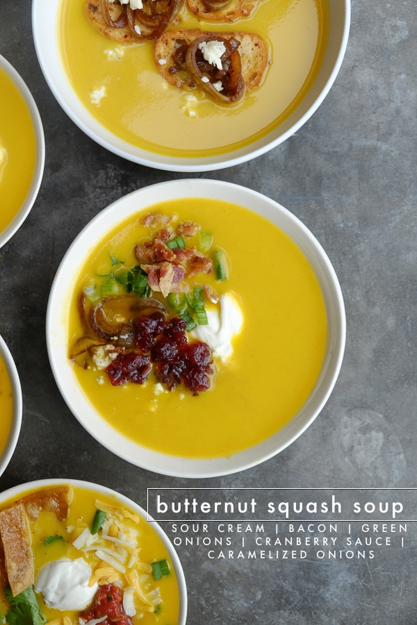 Turn Imagine's Organic Butternut Squash Soup into 8 different soups with toppings! Find all of the soup inspiration on Shutterbean.com!