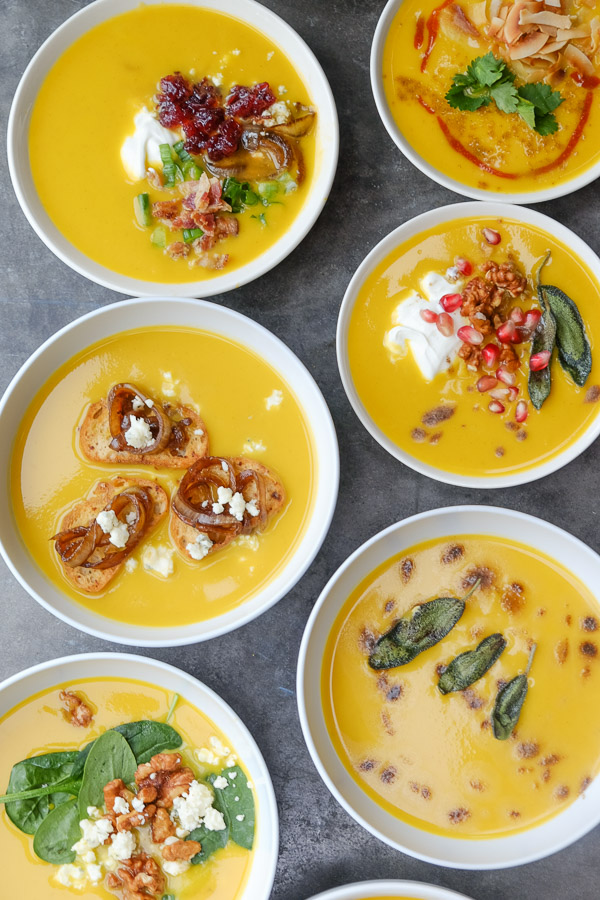 Turn Imagine's Organic Butternut Squash Soup into 8 different soups with toppings! Find all of the soup inspiration on Shutterbean.com!