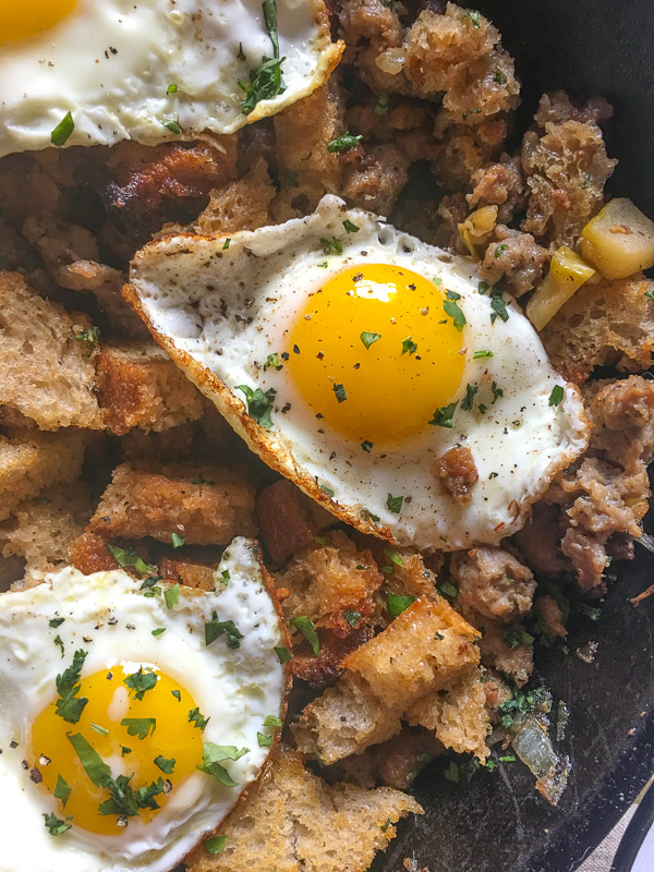 Bread Sausage Apple Hash