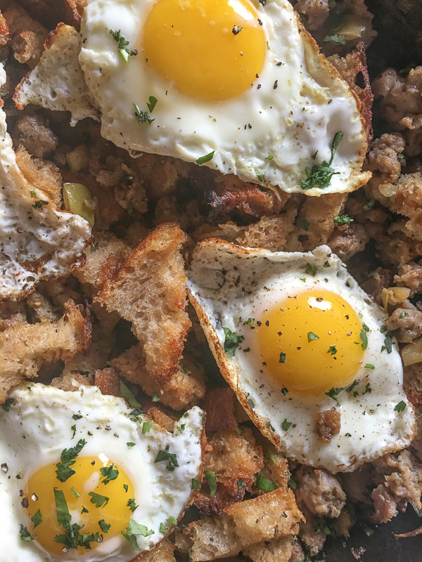 Bread Sausage Apple Hash