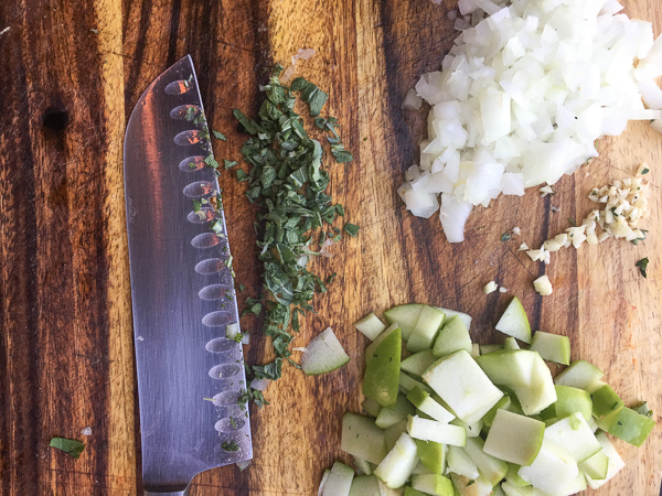 Bread Sausage Apple Hash