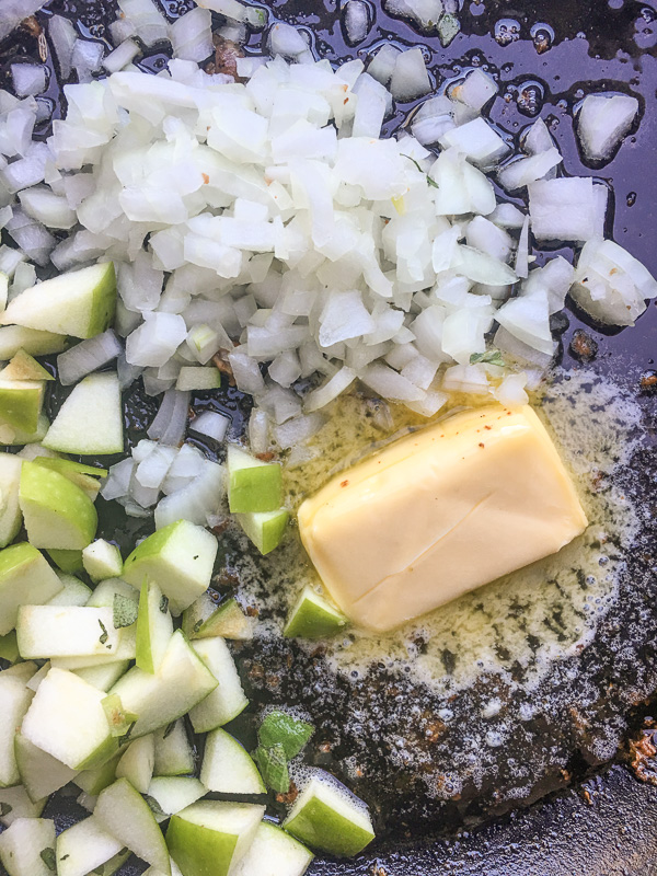 Bread Apple Sausage Hash