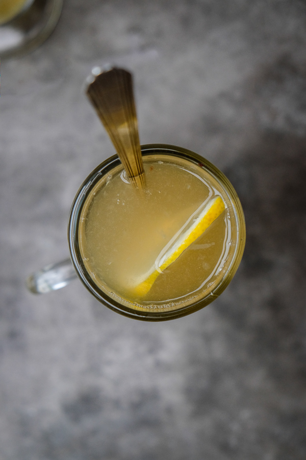 Soothe your throat & relax with this Lemon Ginger Elixir. Find the recipe on Shutterbean.com!