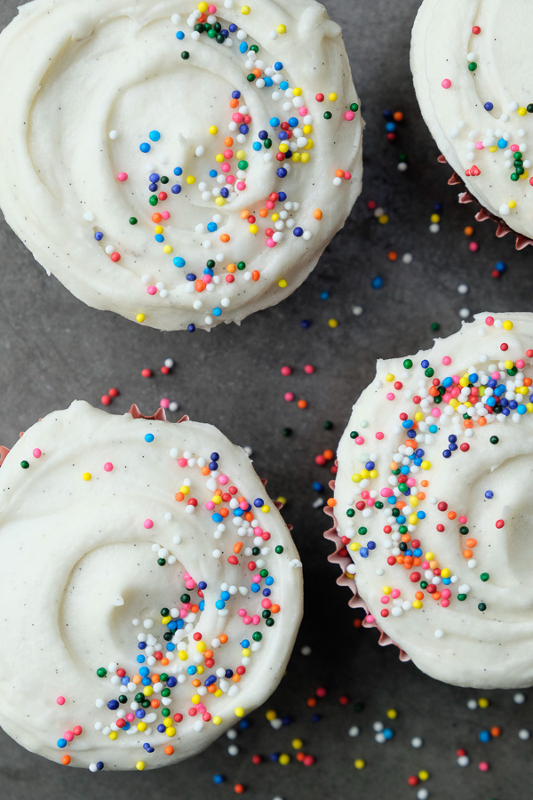 Small Batch Chocolate Cupcakes with Vanilla Bean Frosting. Recipe makes only 4! Check out more on Shutterbean.com