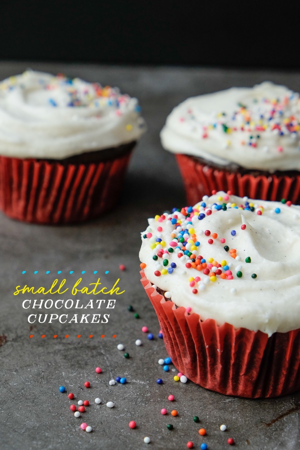 Small Batch Chocolate Cupcakes! Find the recipe on Shutterbean.com