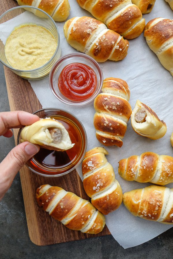 Breakfast Sausage Pretzel Rolls are perfect for a weekend brunch! Find the recipe on Shutterbean.com