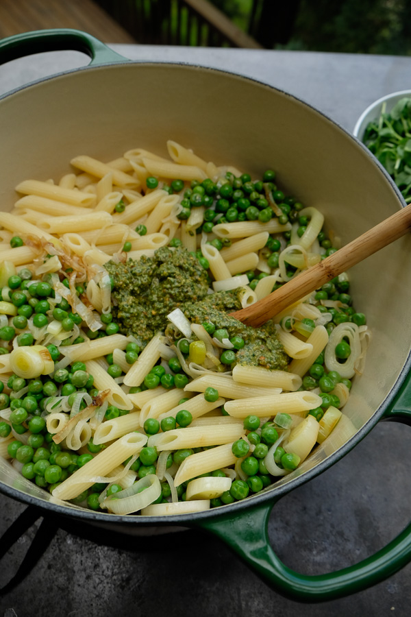 Celebrate Spring goodness with a bowl of Penne with Pistachio Mint Pesto. Find the recipe on Shutterbean.com