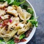 Mediterranean Pasta Salad is a weekly staple. Perfect for work lunches paired with extra greens. Find the recipe on Shutterbean.com