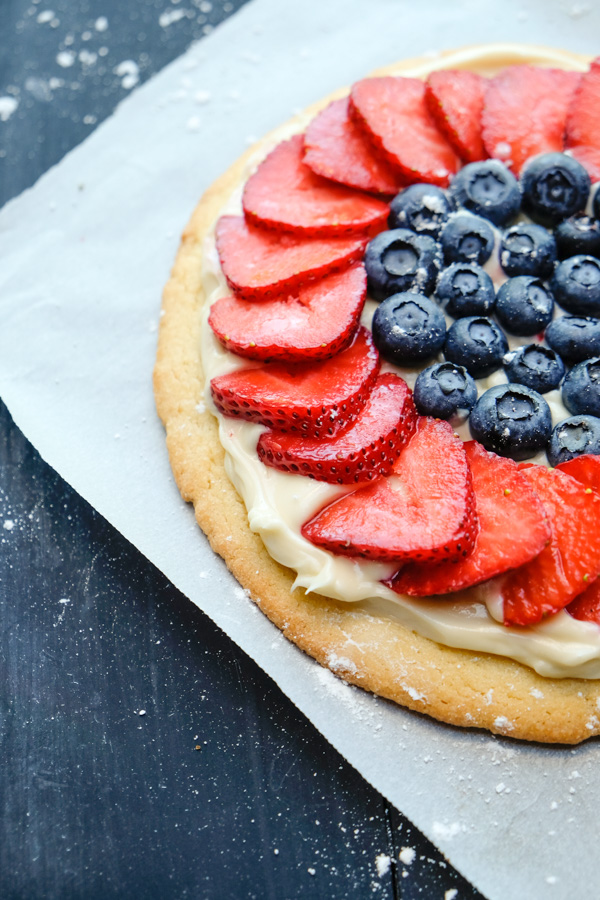 Small Batch Sugar Cookie Fruit Pizza -makes enough for 2-4 people. Recipe on Shutterbean.com